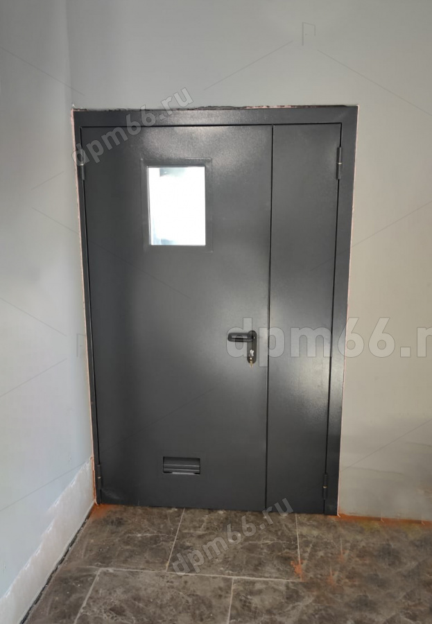 #Дверь двупольная с вентиляционной решеткой и окном ДПМО EI-60