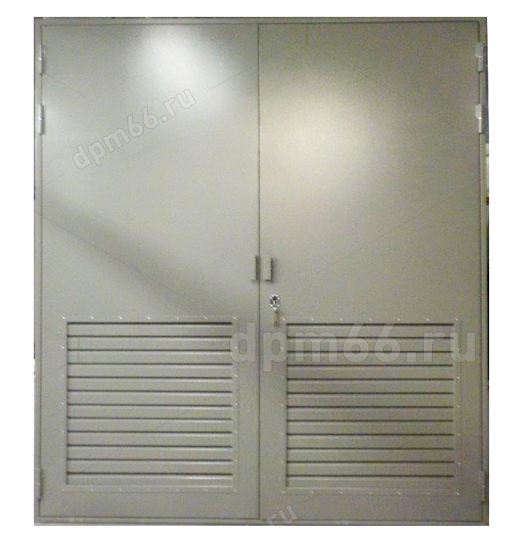 Дверь металлическая двухстворчатая с вентиляционной решеткой